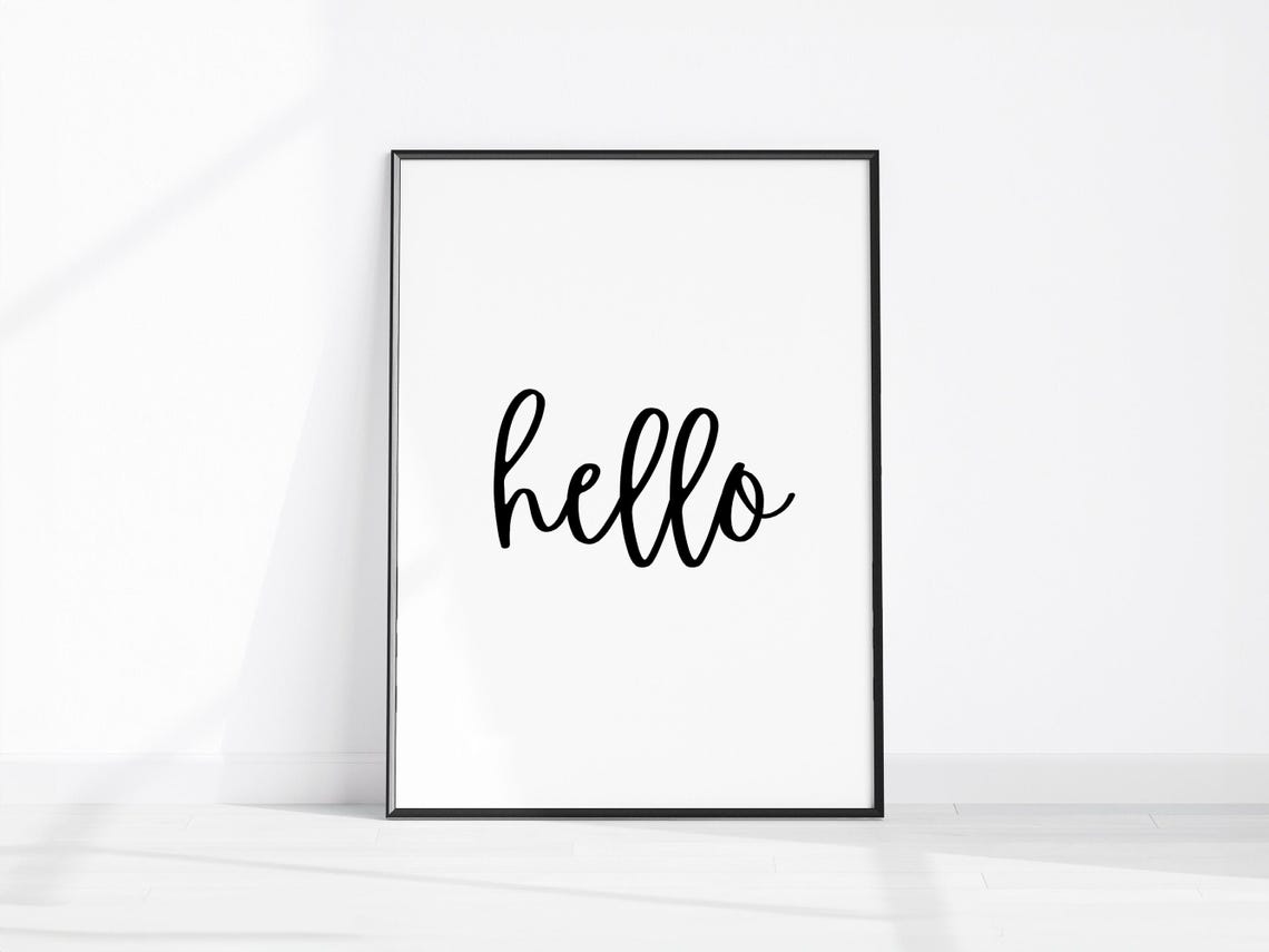 Hello Script Minimalist Modern Greeting Entryway Wall Decor Poster