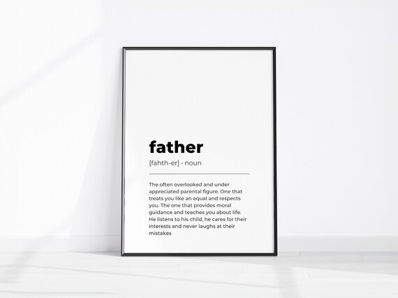Father Dictionary Definition Noun Poster Minimalist Dad Gift Wall Decor
