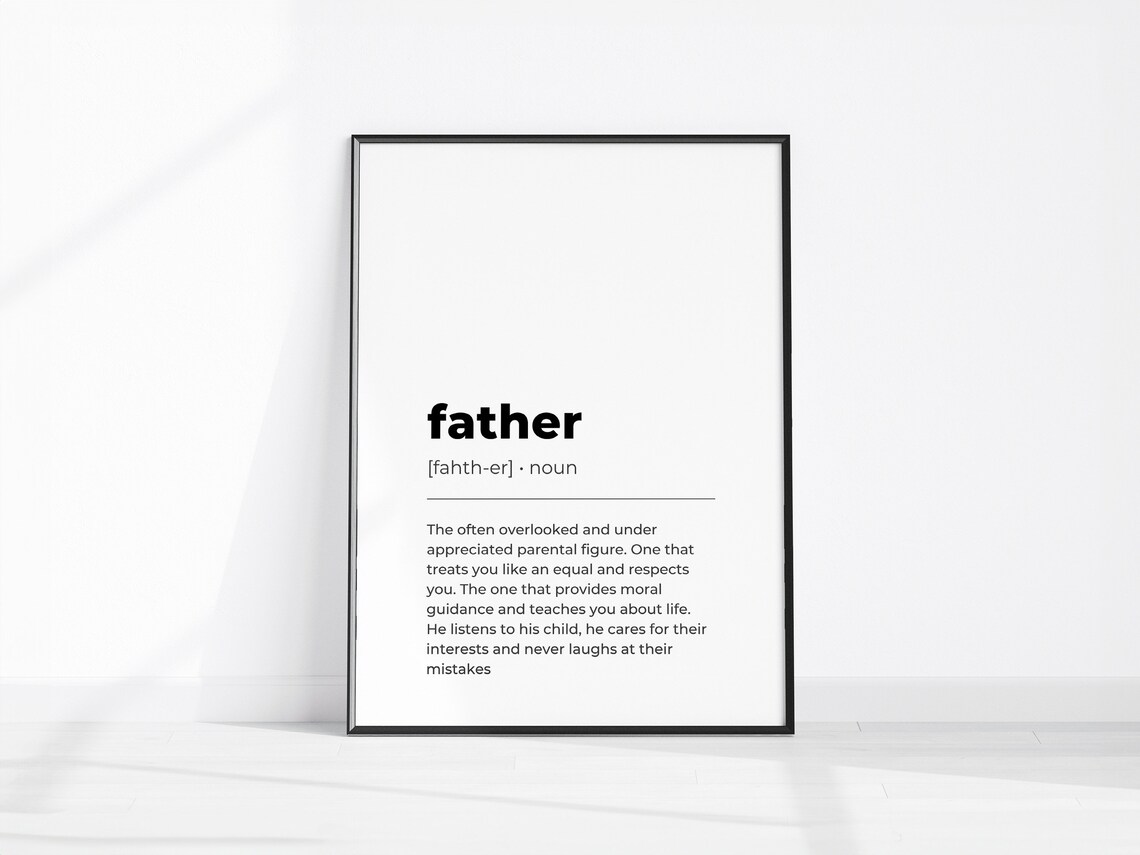 Father Dictionary Definition Noun Poster Minimalist Dad Gift Wall Decor