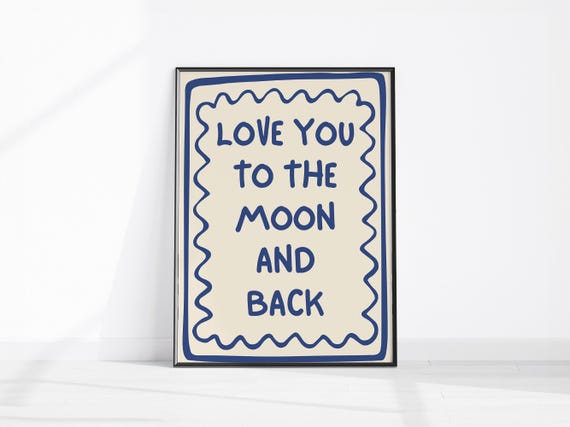 Love You To The Moon And Back Art Retro Bedroom Wall Kids Room Decor Above Bed Print Nursery Poster Childrens
