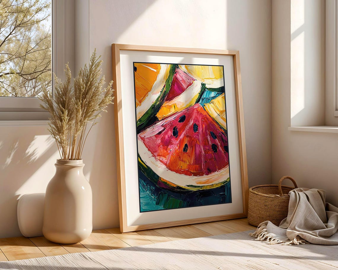 Watermelon Slices Tropical Summer Food Art Print - Image 3