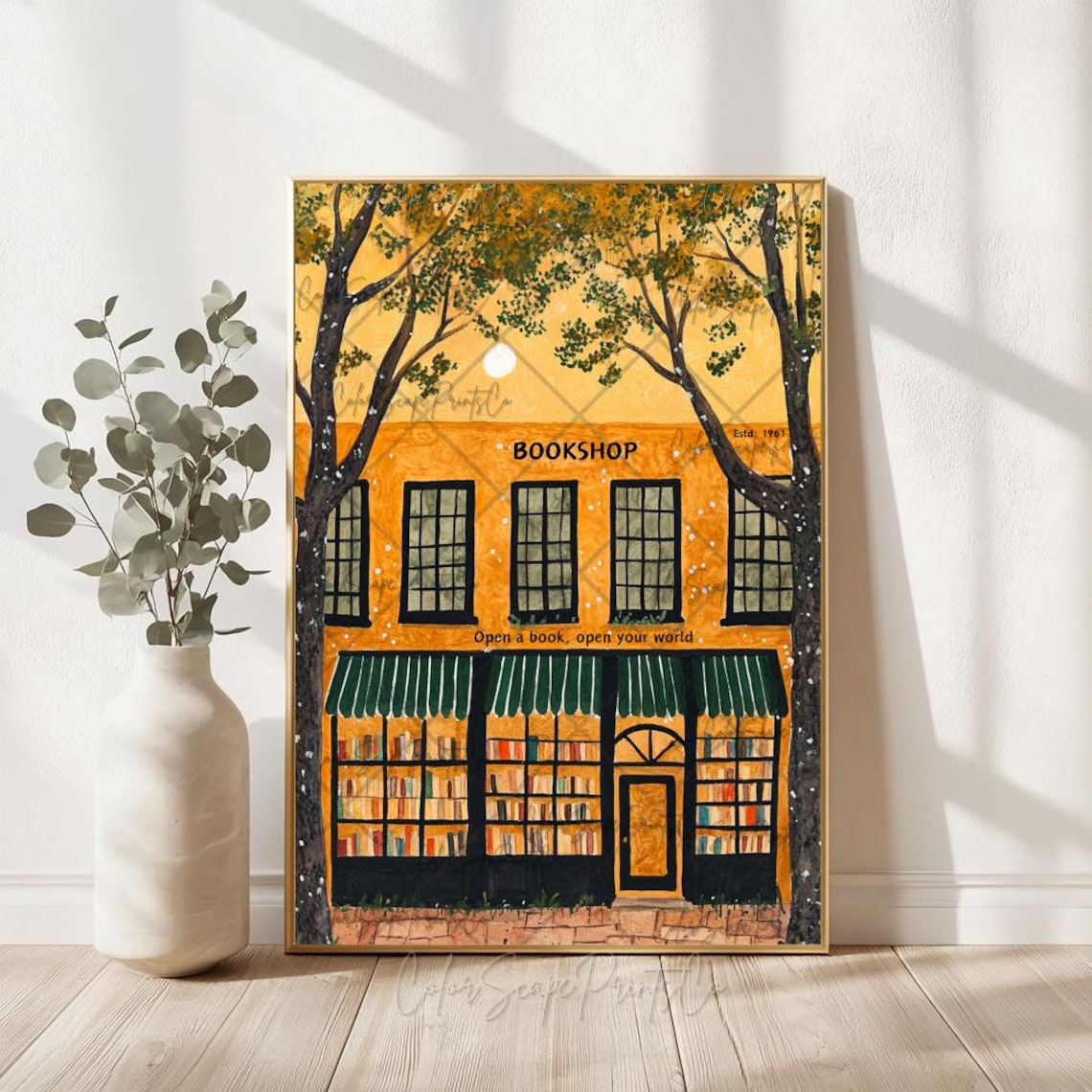 Quaint Bookshop Illustration Estd 1967 Open a Book Open Your World Poster - Image 3