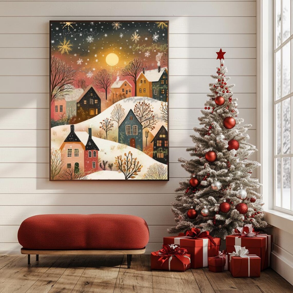 Winter Village, Van Gogh-Inspired Art Print - Image 2