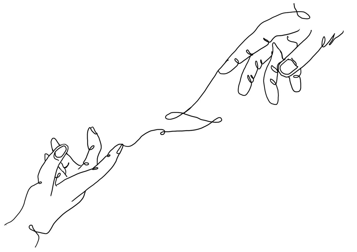One Line Drawing of Two Reaching Hands Minimalist Ink Sketch Poster - Image 2