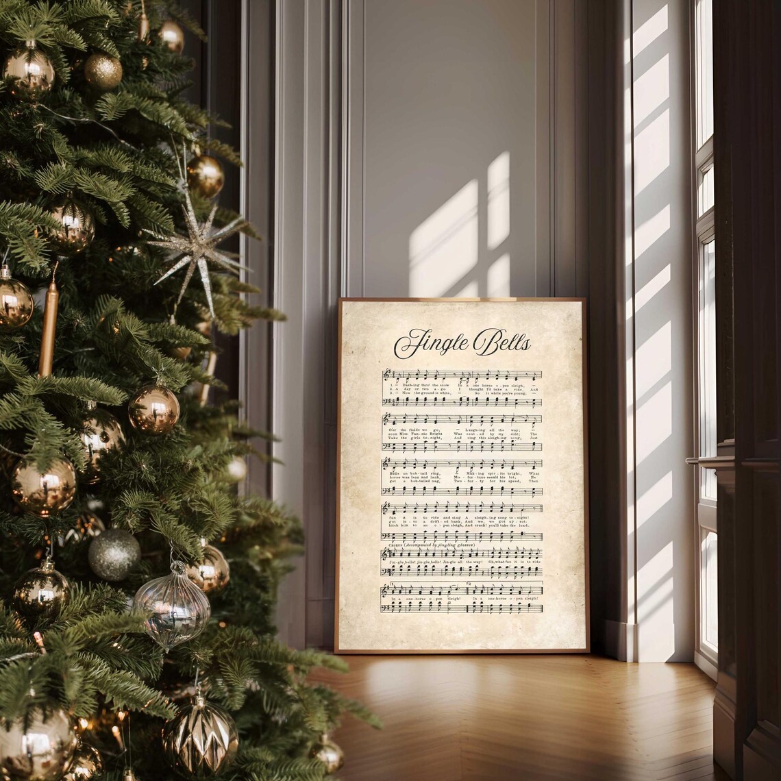 Jingle Bells Vintage Sheet Music On Aged Parchment Christmas Poster - Image 6