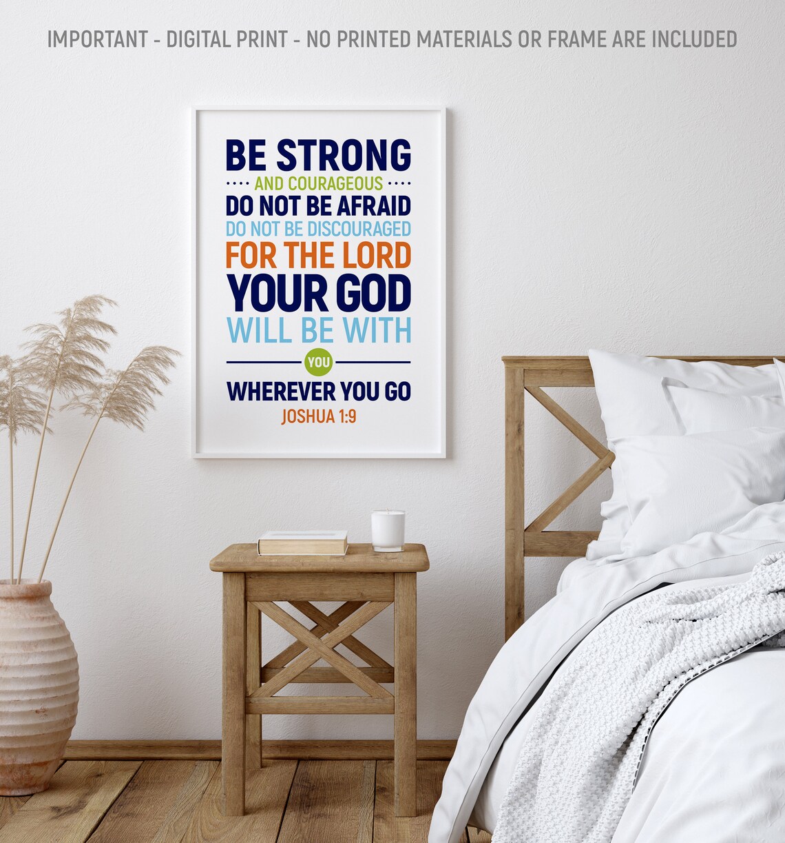 Be Strong And Courageous Joshua 1:9 Colorful Kids Room Poster - Image 2
