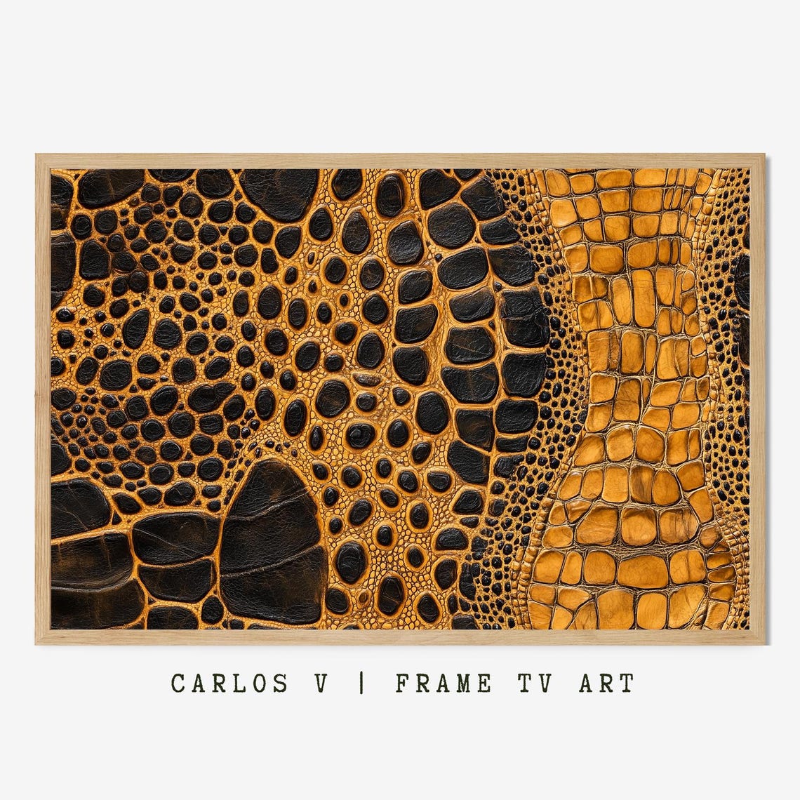 Golden Black Abstract Crocodile Leather Scale Texture Wall Art