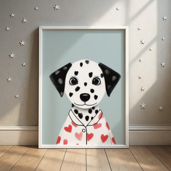 Dalmatian Dog Print Cute Nursery Art Kids Room Decor Wall