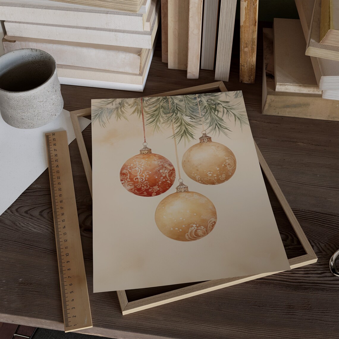 Christmas Ornaments, Vintage Style Cottage Decor - Image 2