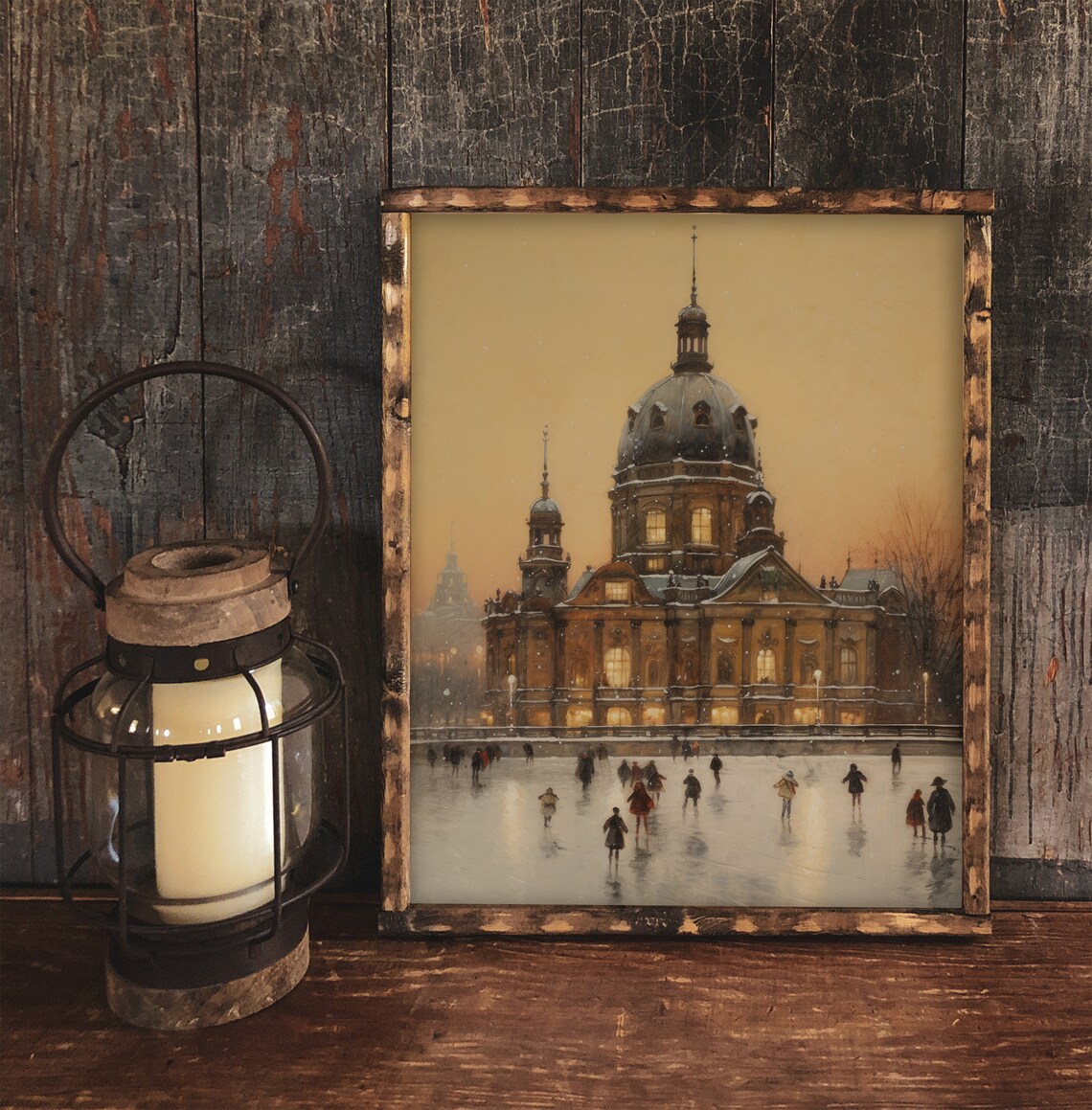 Ice Skating In The City, Vintage Style Christmas Decor - Image 2
