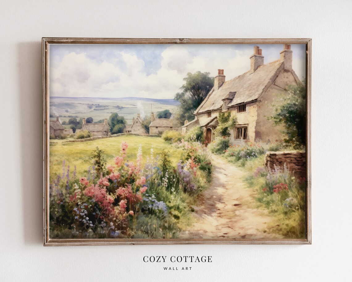 English Country Cottage Vintage-Style Art Print - Image 2