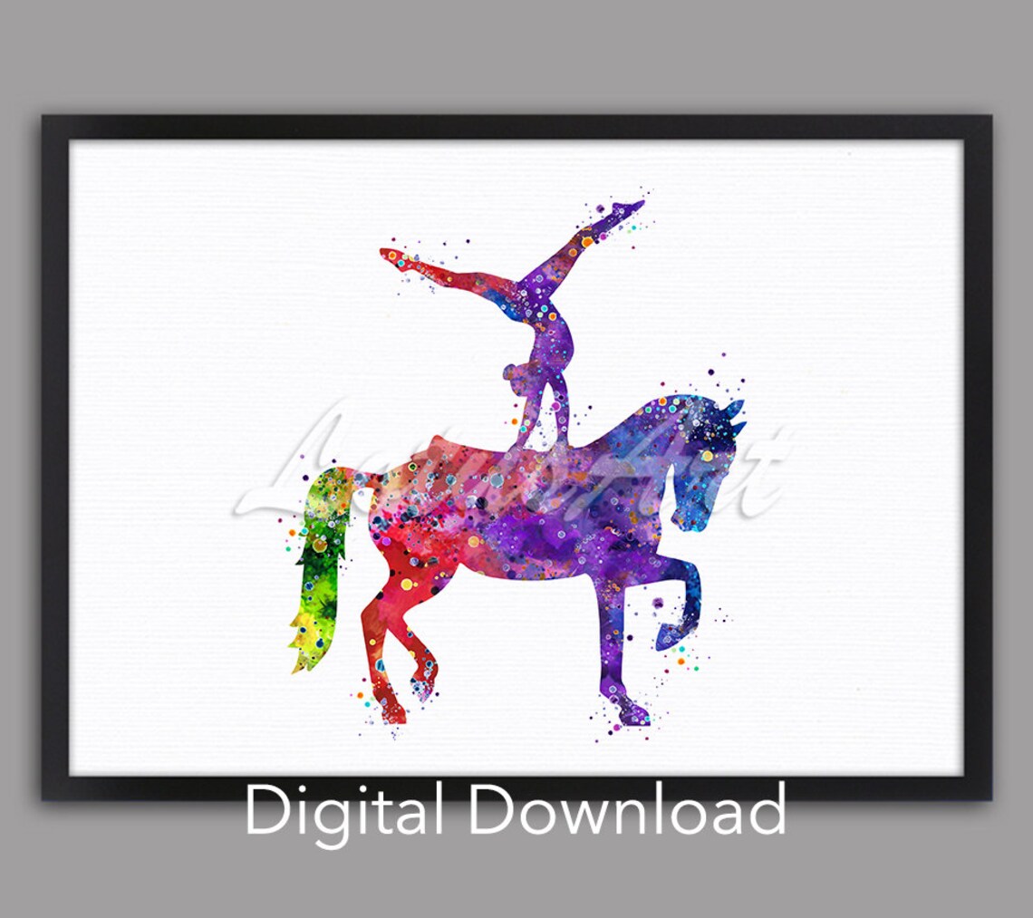 Girl Tumbling Gymnastics Equestrian Vaulting Art Print