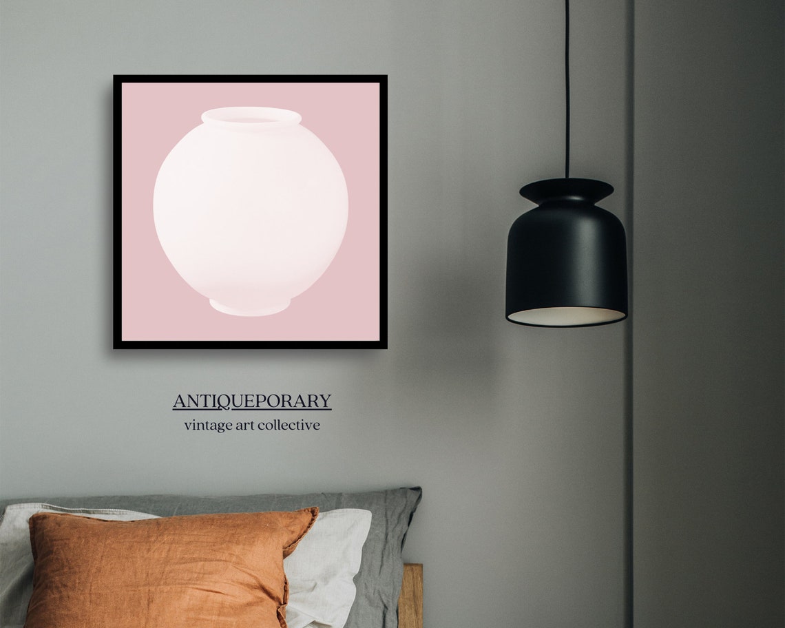 Minimalist White Porcelain Vase on Dusty Pink Abstract Poster - Image 4