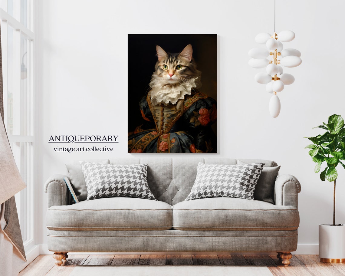 Royal Tabby Cat Lady Portrait Baroque Gown Vintage Style Poster - Image 6
