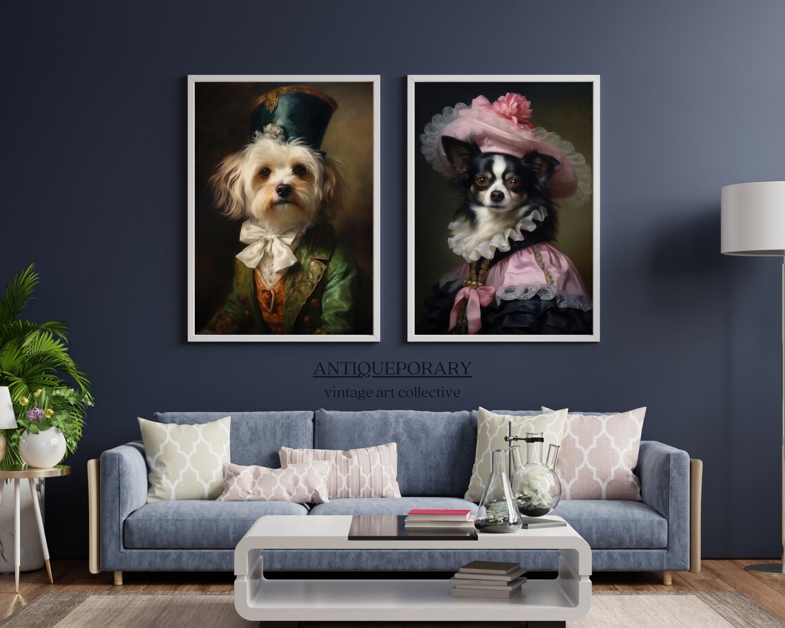 Dapper Little Dog in Green Top Hat and Emerald Coat Portrait Print - Image 5