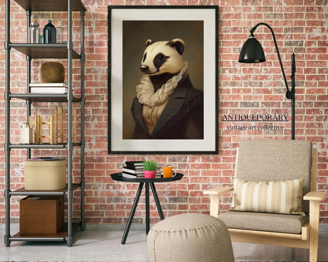 Royal Badger Lady Portrait Lace Collar Victorian Style Poster - Image 5