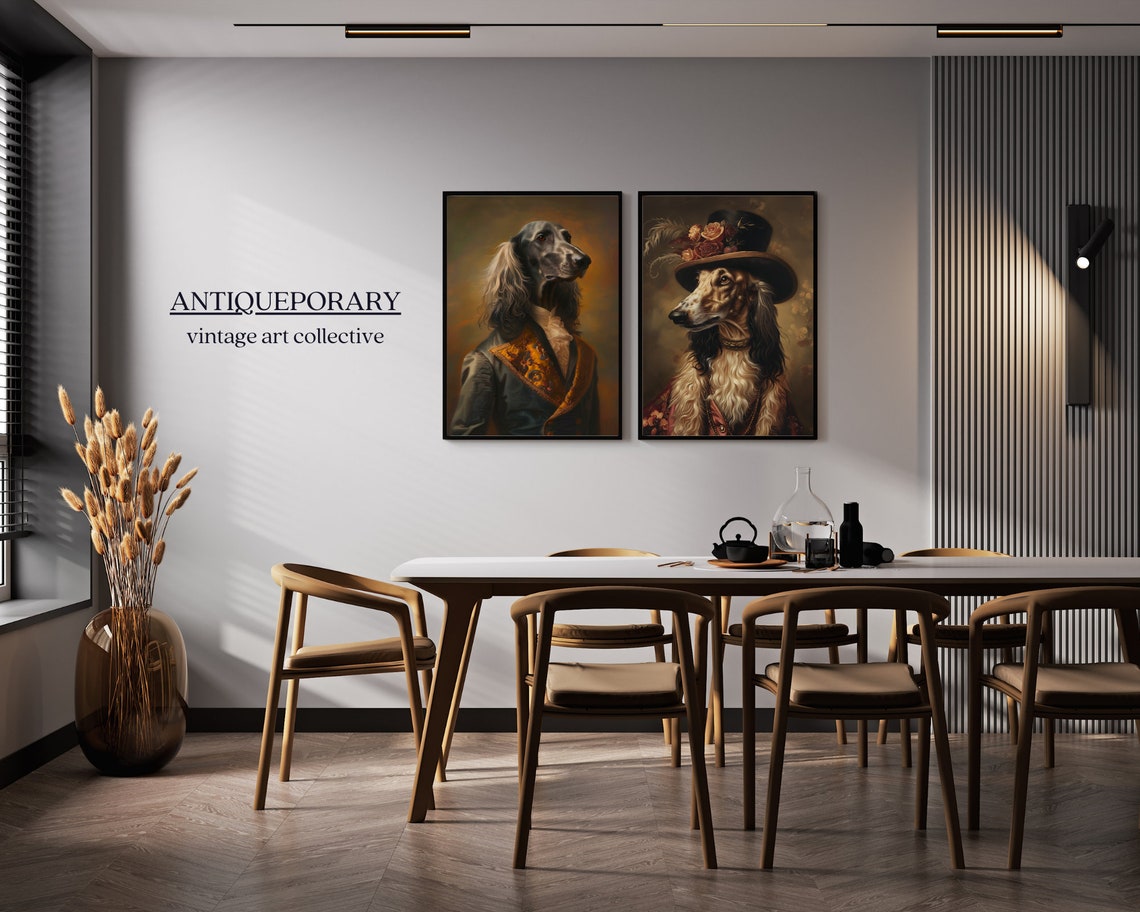 Graceful Afghan Hound in Brocade Coat Victorian Portrait Poster - Image 2
