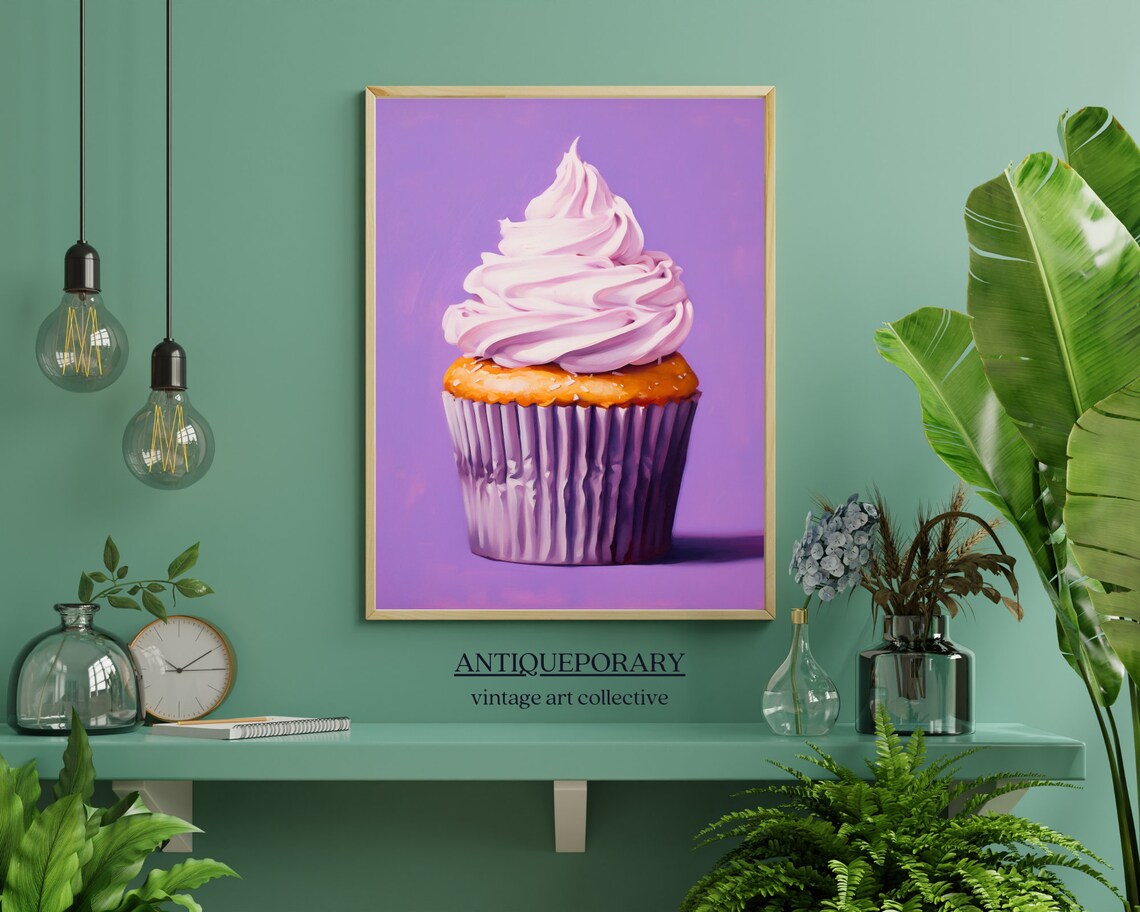 Purple Cupcake Swirl Frosting Pop Art Modern Still Life Poster - Image 7