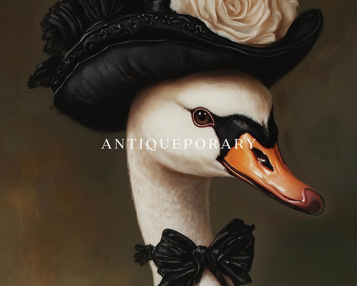 Royal Lady Swan Black Victorian Mourning Dress Portrait Poster - Image 3