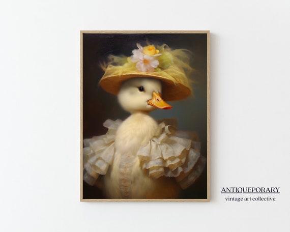 Baby Duck Vintage Portrait Victorian Animal Portrait Dressed Animal Print Cute Farm Animal Renaissance Animal Art Animal Lover Gift
