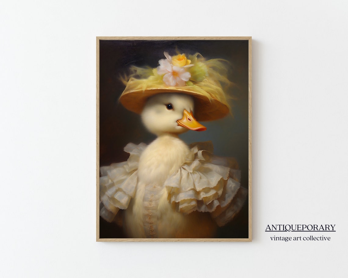 Baby Duck Vintage Portrait Victorian Animal Portrait Dressed Animal Print Cute Farm Animal Renaissance Animal Art Animal Lover Gift
