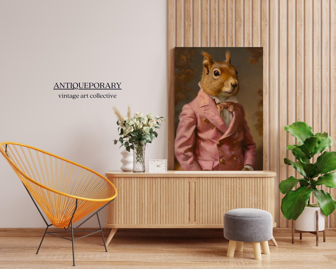 Pink Coat Squirrel Portrait Victorian Gentleman Animal Painting Poster - Image 7