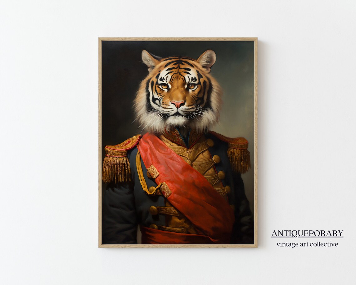 Royal Tiger Military General Uniform Epaulettes Portrait Poster