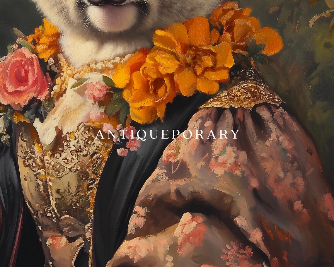 Royal Lady Koala Victorian Floral Crown Portrait Vintage Art Poster - Image 2