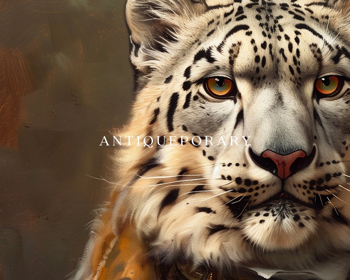 Snow Leopard in Vintage Hunting Jacket Aristocrat Portrait Poster - Image 3