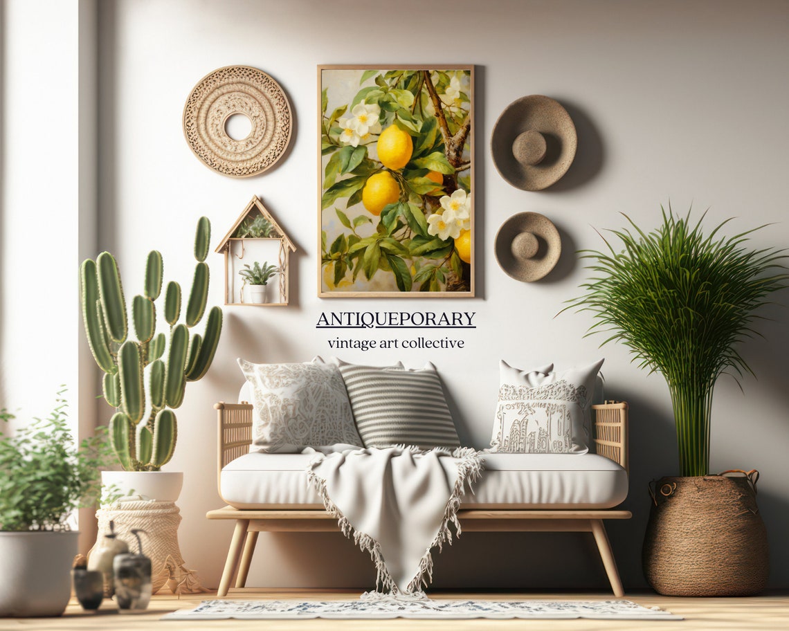Lemon Tree Branch with Blossoms Botanical Citrus Painting Art Poster - Image 6