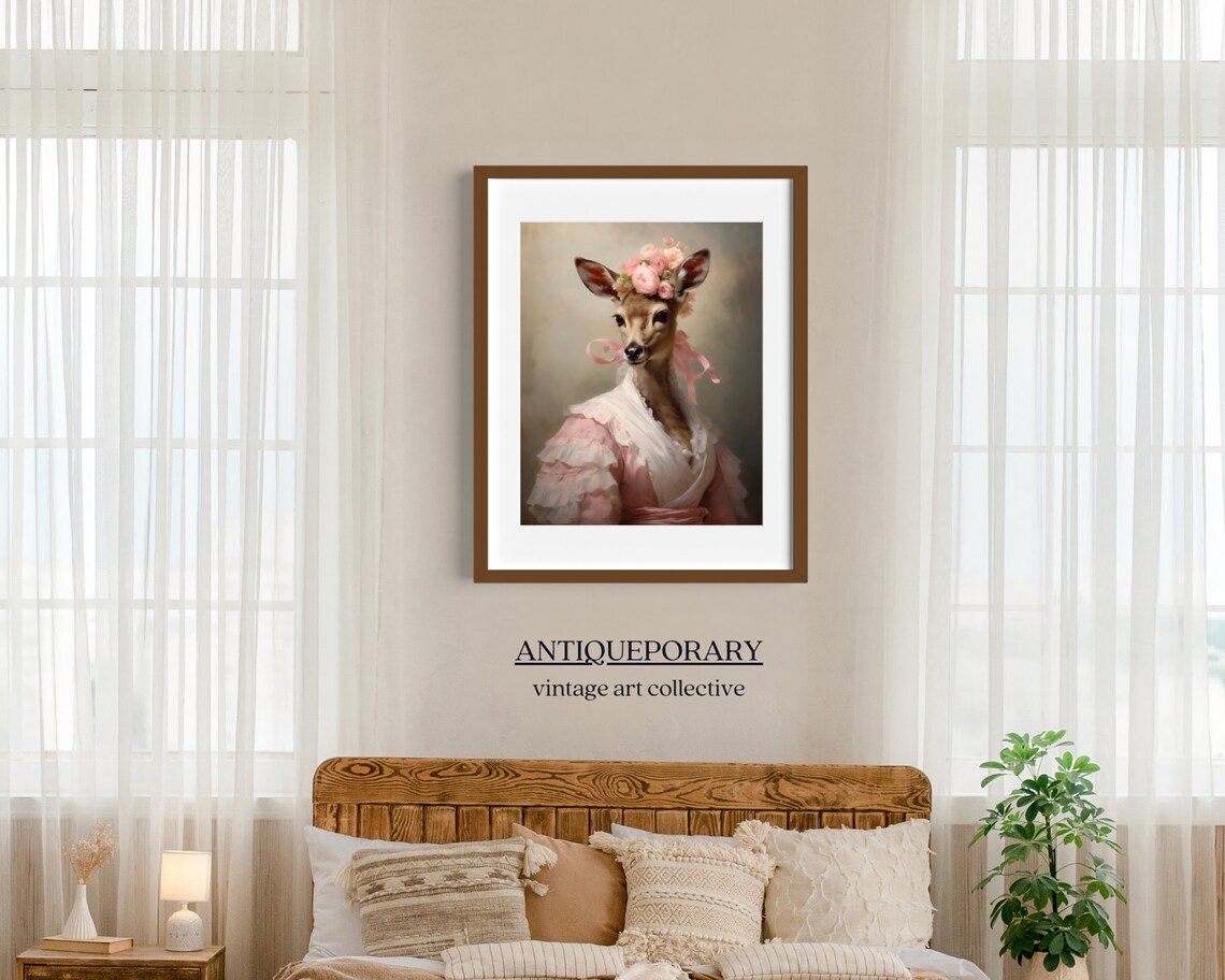 Victorian Animals Portrait Royal Female Deer Vintage Print Renaissance Animal Dark Moody Animal Poster Altered Art Animal Lover Gift - Image 6