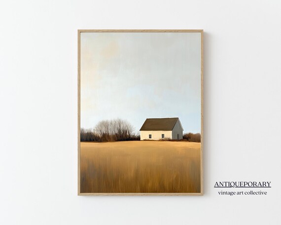Minimalist Farmhouse Golden Wheat Field Big Sky Landscape Poster