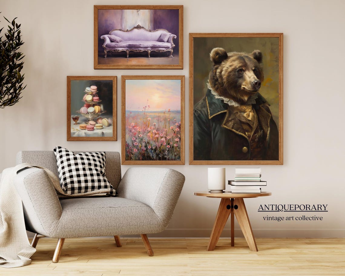 Distinguished Brown Bear Gentleman Oil Portrait Animal Art Poster - Image 2