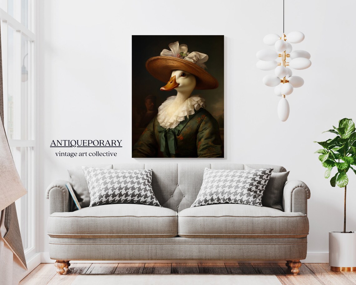 Victorian Animals Portrait Royal Female Duck Vintage Print Renaissance Animal Dark Moody Animal Poster Altered Art Animal Lover Gift - Image 2