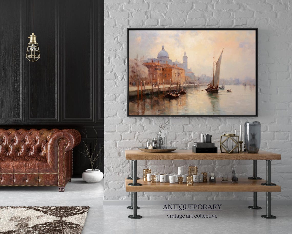 Venetian Canal Sailboats Domed Basilica Soft Pastel Travel Art Poster - Image 3