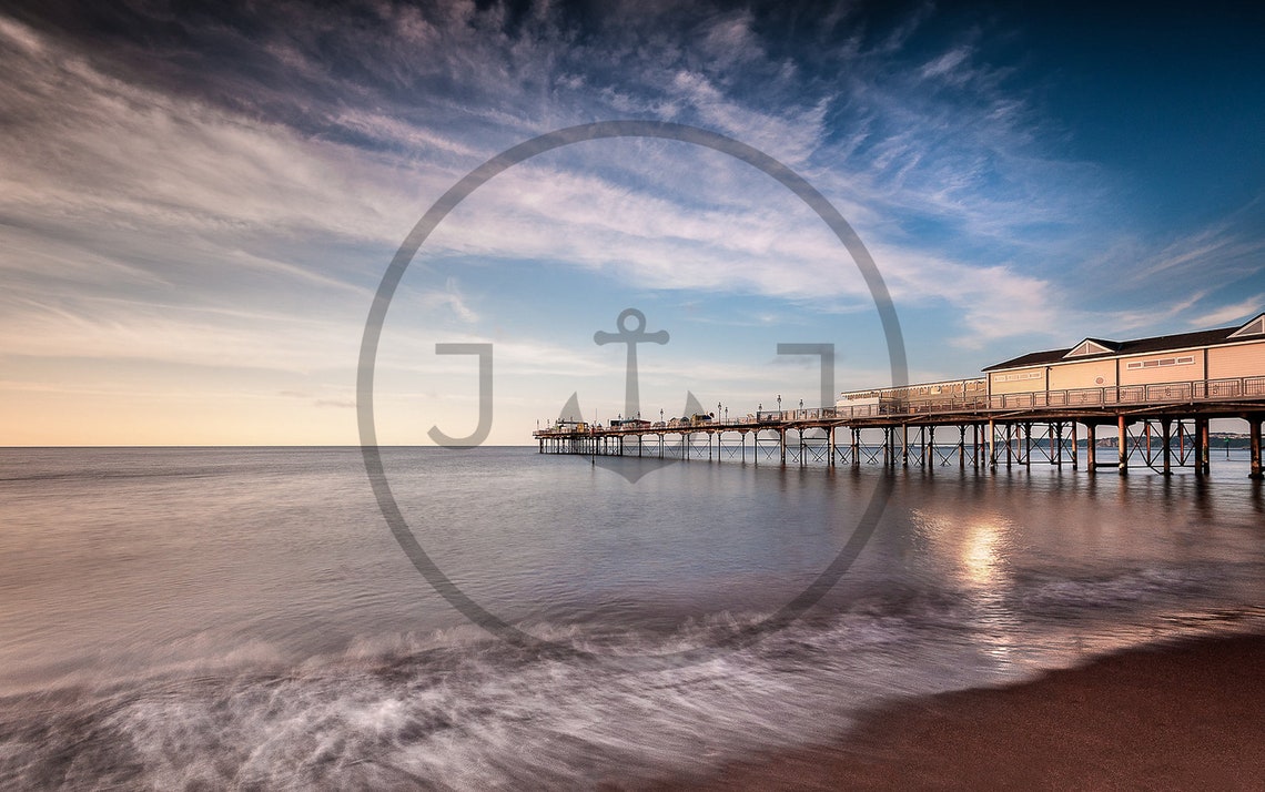Teignmouth Victorian Grand Pier Stretching Over Calm Sea Devon Poster - Image 3