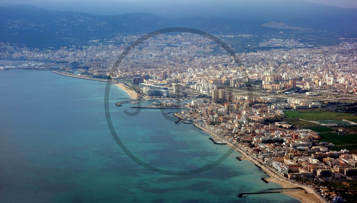 Palma De Mallorca Spain Aerial Coastal City Turquoise Sea View Poster - Image 3
