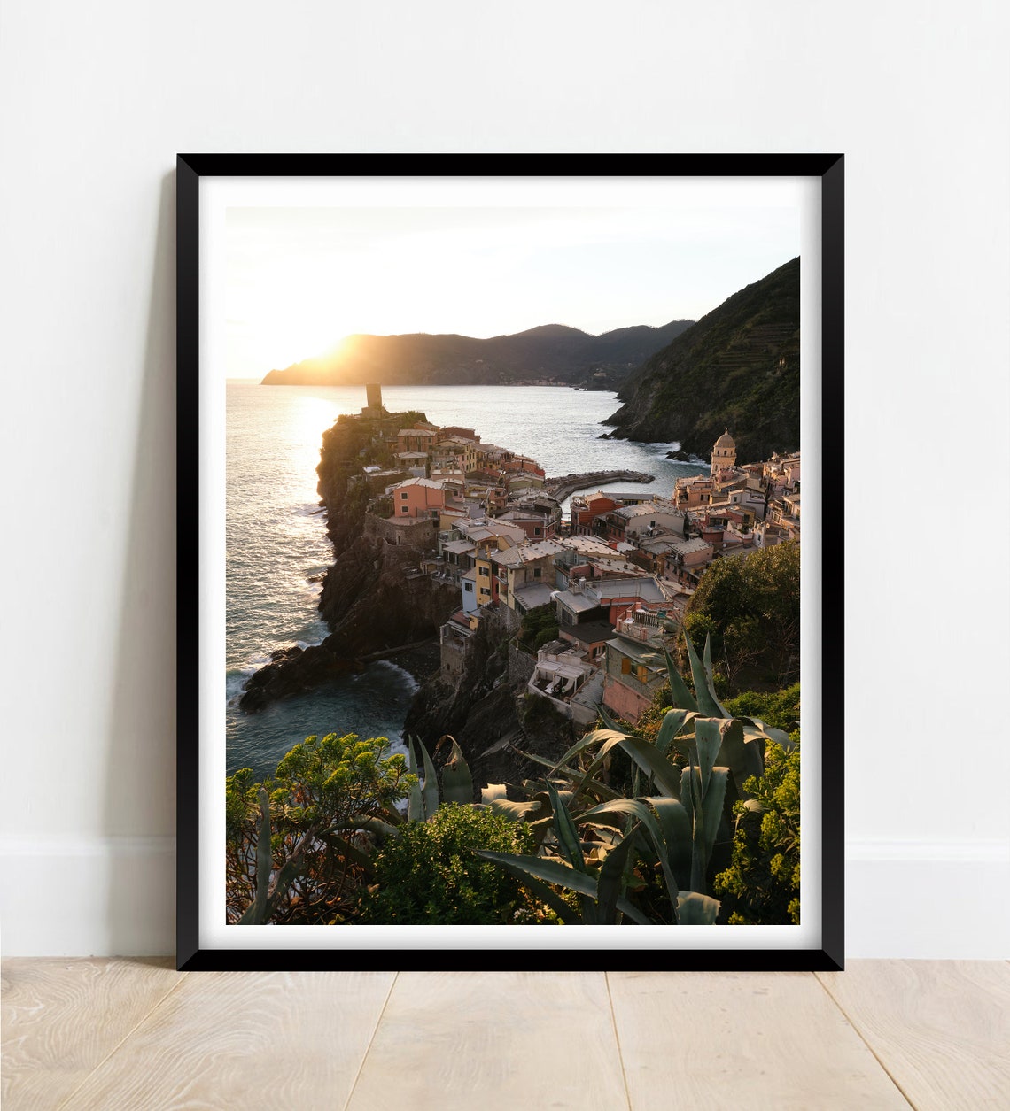 Vernazza Cinque Terre Village On Cliffs At Sunset Over The Sea Poster