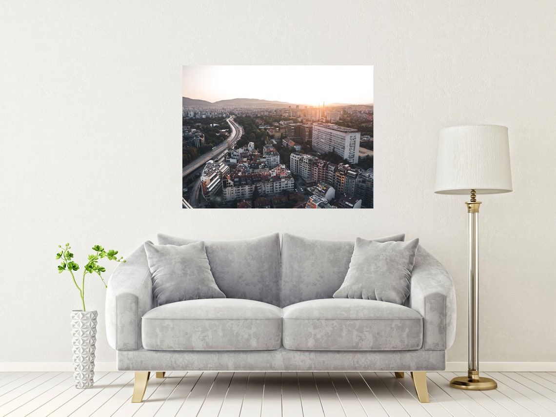 Sofia Bulgaria Sunset City Aerial Balkans Mountains Glow Poster - Image 2