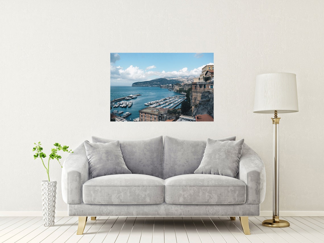 Sorrento Italy Yacht Marina Harbor with Cliff Town View Poster - Image 2