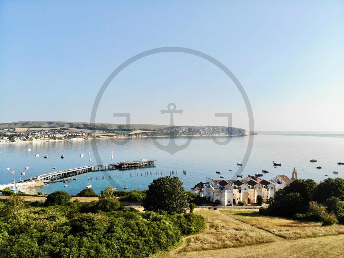 Swanage Bay Dorset Victorian Pier Boats Chalk Cliffs Seaside Poster - Image 3