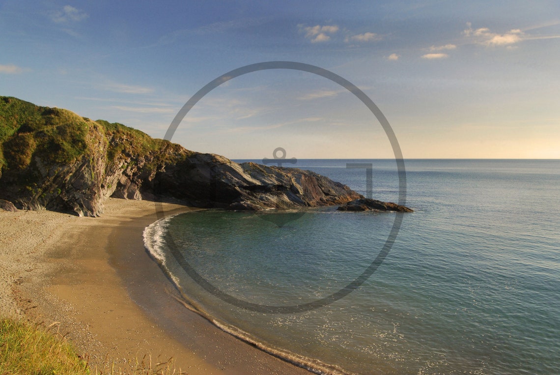 Lansallos Beach Cornwall Secluded Cove Rocky Headland Sunset Poster - Image 3