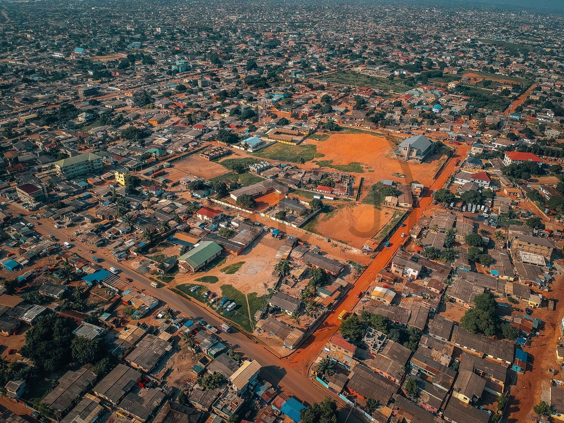 Accra Ghana West Africa Aerial Cityscape Red Earth Roads Poster - Image 3