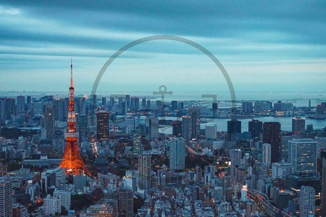 Tokyo Tower Illuminated Over the Tokyo Skyline at Dusk Poster - Image 3