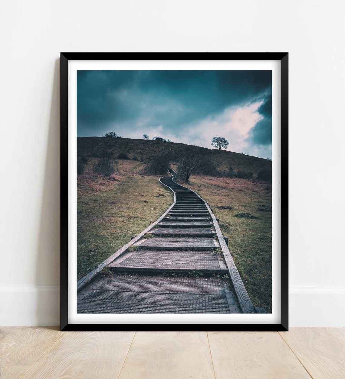 St Catherines Hill Winchester Boardwalk Path Under Stormy Sky Poster