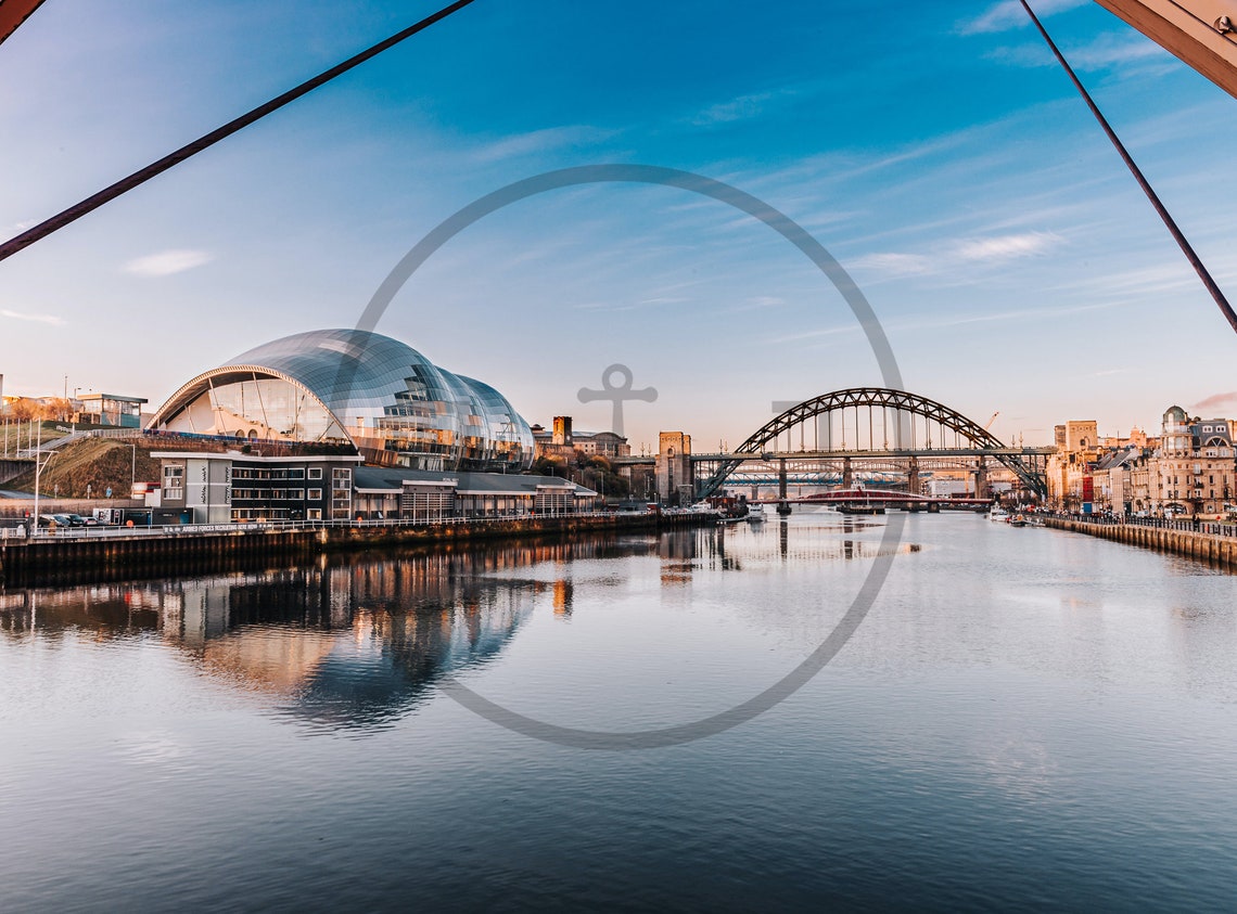 Newcastle Quayside Tyne Bridge Sage Gateshead Sunset View Poster - Image 3
