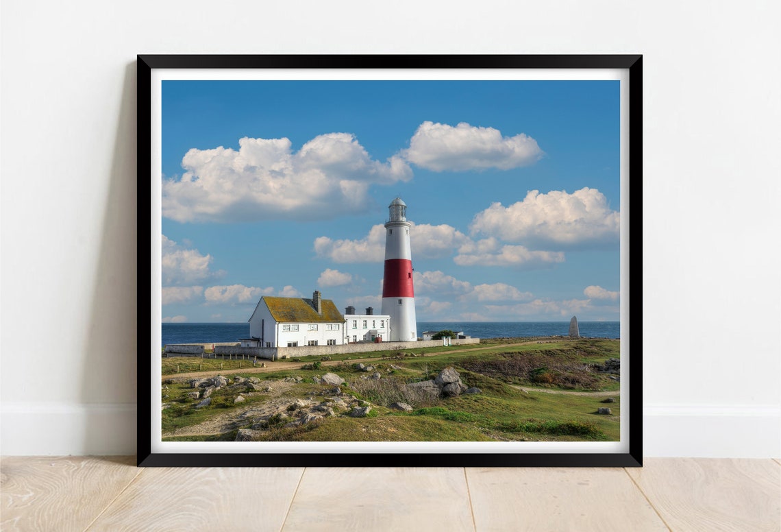Portland Bill Lighthouse Dorset Red White Tower Coast Poster