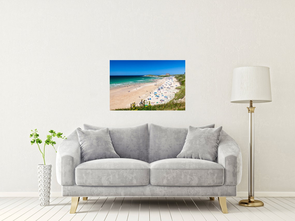 Fistral Beach Newquay Cornwall Sunny Surfers Summer Sand Poster - Image 2