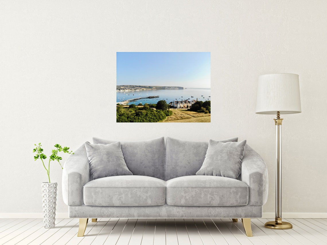 Swanage Bay Dorset Victorian Pier Boats Chalk Cliffs Seaside Poster - Image 2