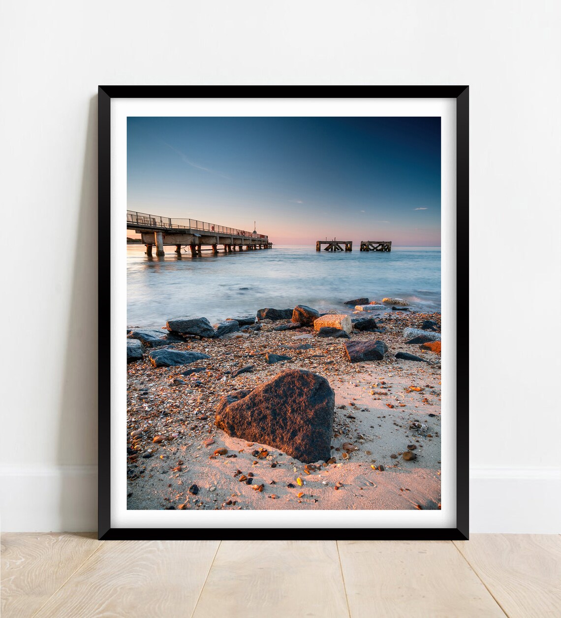 Eastney Pier Southsea Sunrise Rocky Shore Golden Light Poster